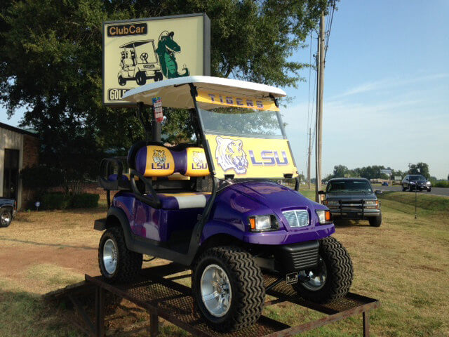 LSU Club Car golf cart in Louisiana