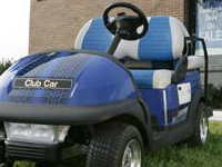 King B club car Precedent seats in blue and white