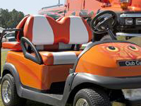 Club Car Precedent bench in orange & white